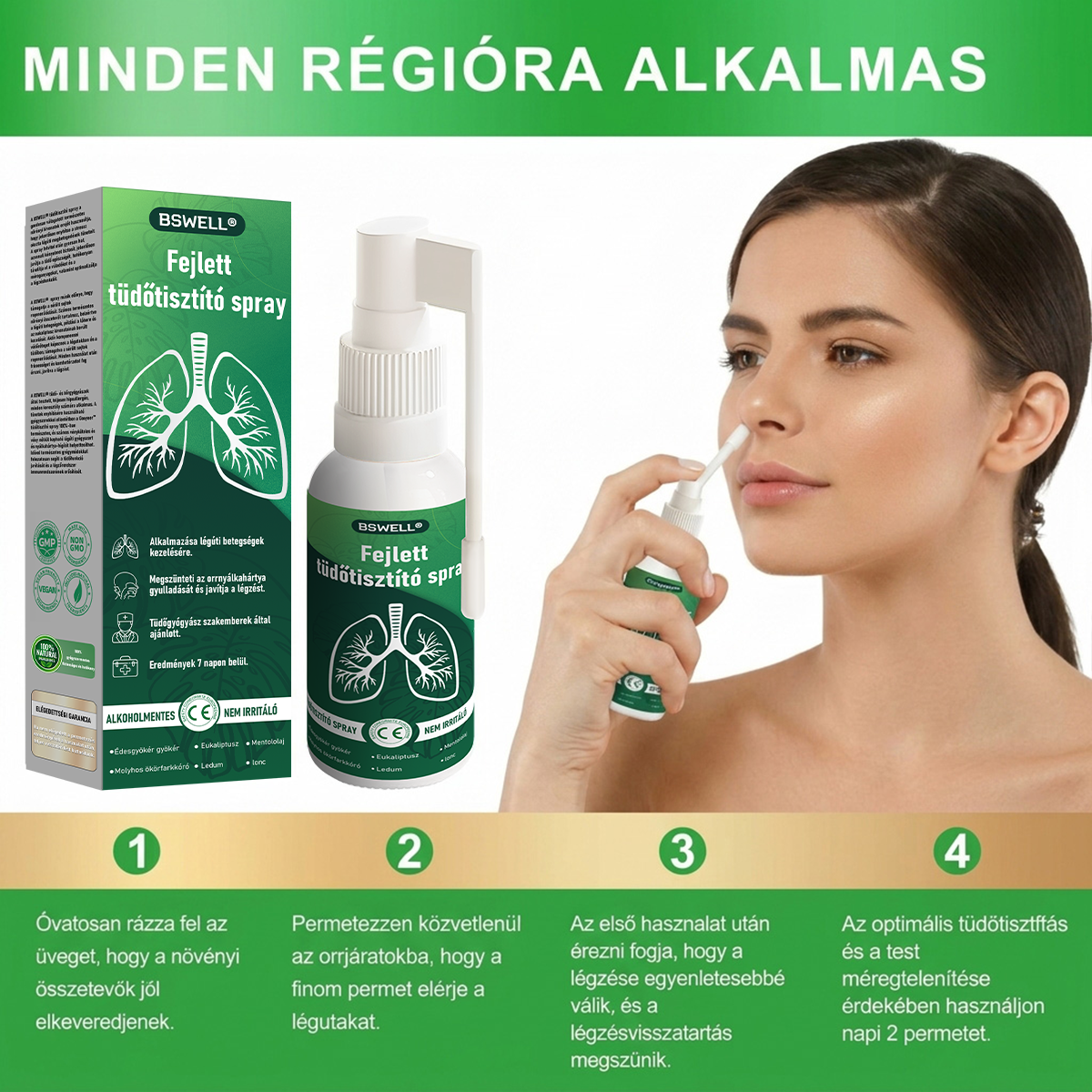 đ±BSWELLÂź Fejlett TĂŒdĆtisztĂtĂł Spray -TĂĄmogatja a tĂŒdĆ, a hörgĆk Ă©s az orrmellĂ©kĂŒregek egĂ©szsĂ©gĂ©t, elĆsegĂti a lĂ©gzĆrendszer egĂ©szsĂ©gĂ©t Ă©s a könnyebb lĂ©gzĂ©st
