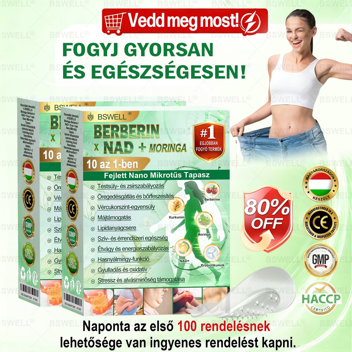 ☘️BSWELL® Nano mikrotűs karcsúsító tapasz (Napi egyszer, látható változás 28 nap alatt) ✅ Támogatja a fogyást, szívet, cukorbetegséget, alvást, ízületeket és még sok más!