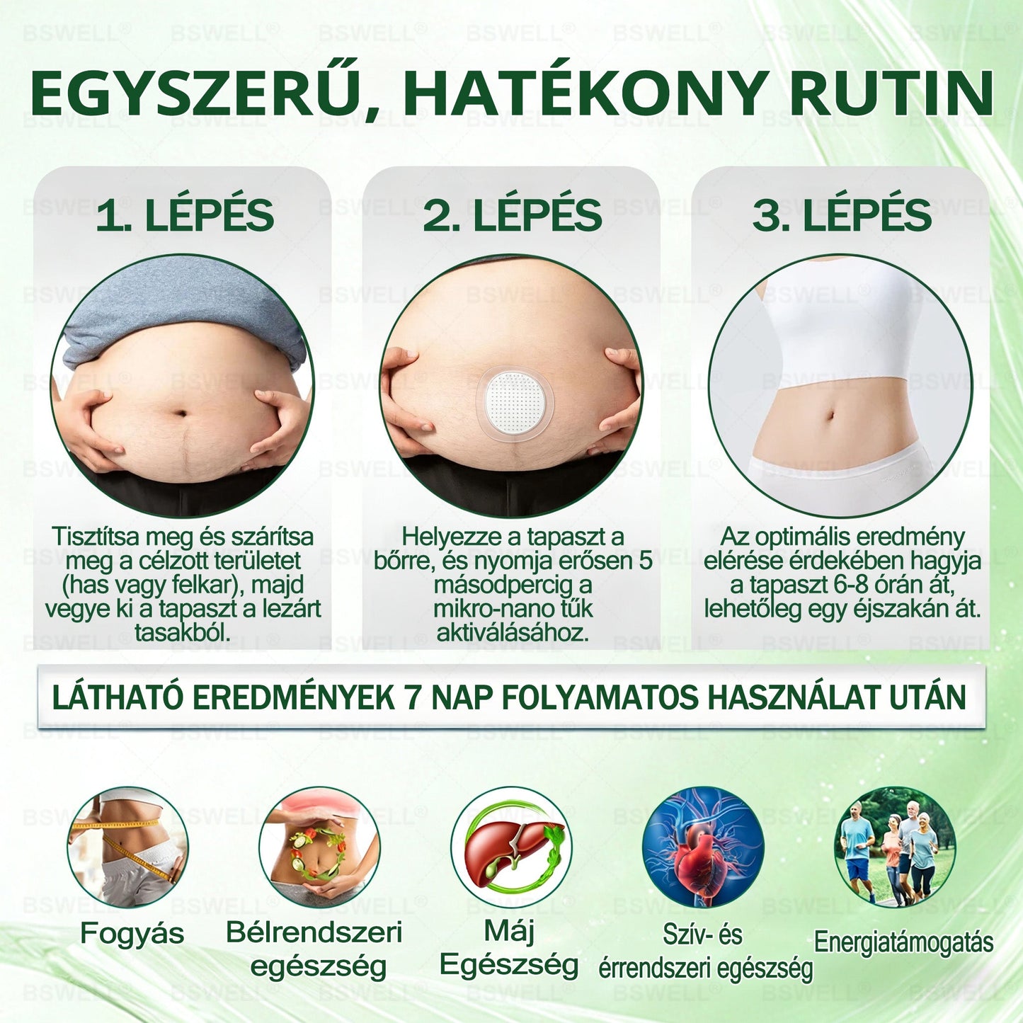 ☘️BSWELL® Nano mikrotűs karcsúsító tapasz (Napi egyszer, látható változás 28 nap alatt) ✅ Támogatja a fogyást, szívet, cukorbetegséget, alvást, ízületeket és még sok más!