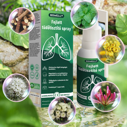 🌱BSWELL®  Fejlett Tüdőtisztító Spray -Támogatja a tüdő, a hörgők és az orrmelléküregek egészségét, elősegíti a légzőrendszer egészségét és a könnyebb légzést