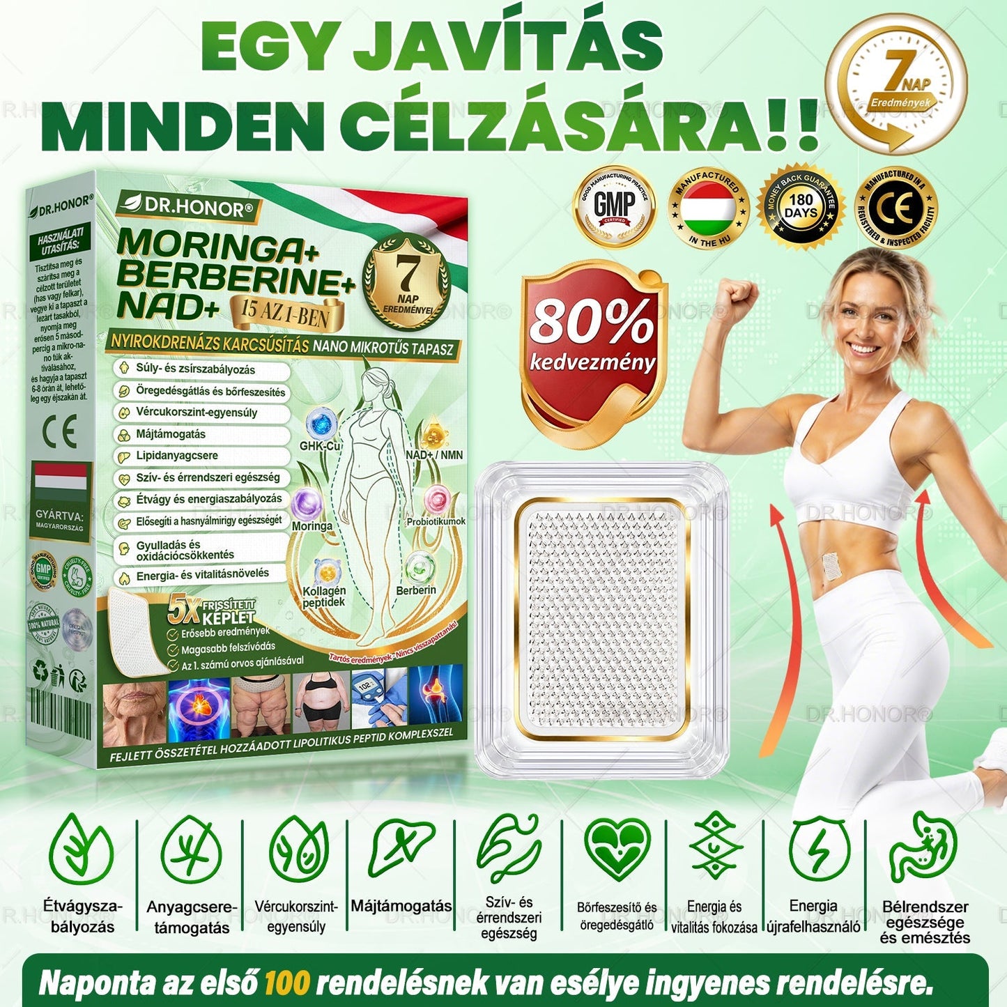 🌱【2026 Továbbfejlesztett Verzió｜-80% Kedvezmény】𝐃𝐑.𝐇𝐎𝐍𝐎𝐑® Nyirokdrenázs Nano-Mikrotűs Tapasz 🔥 5× erősebb formula Támogatja a zsírégetést, a nyirokkeringést, az ízületi komfortot és a pihentető alvást.